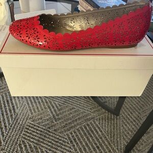 Coach Red Scalloped Flats with Cut-Out Design. Only wore them once